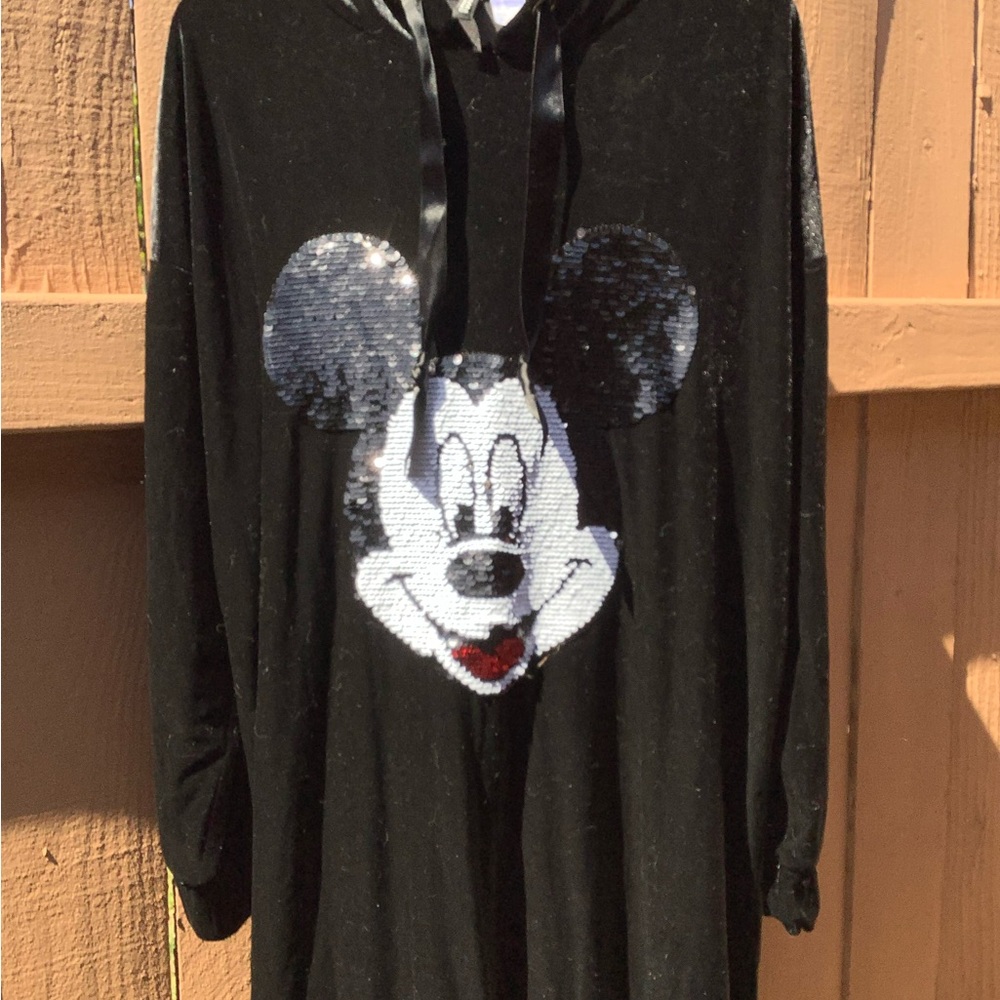 Disney and H&M collab velvet Black and White Mickey Mouse Hoodie